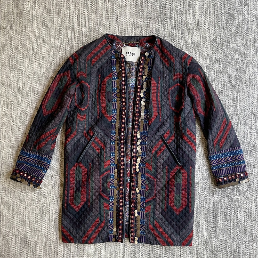 Bazar deluxe jacket bohemian style with silk lining size M like new